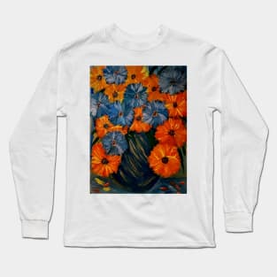 blue and orange abtsract flowers. Long Sleeve T-Shirt